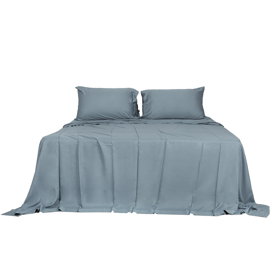 Dreamz 4pcs King Size 100% Bamboo Bed Sheet Set in Grey Colour-1954802919937282049