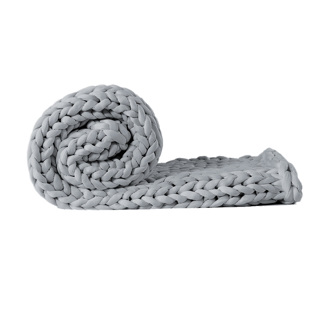 Dreamz Knitted Weighted Blanket Chunky Grey Kids-1954802943781900289
