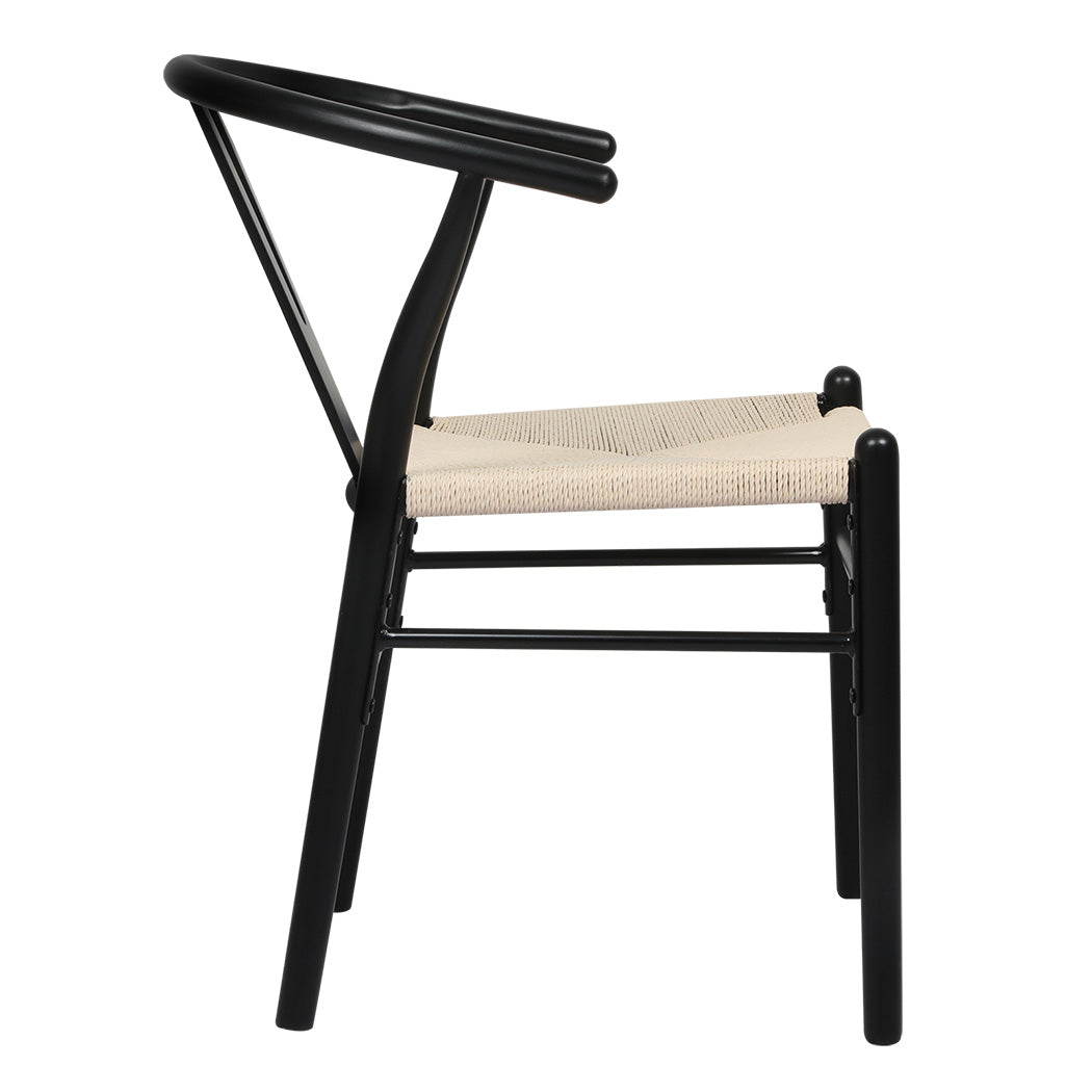 Levede 4x Dining Chairs Wooden Hans Black-1973193556457820161