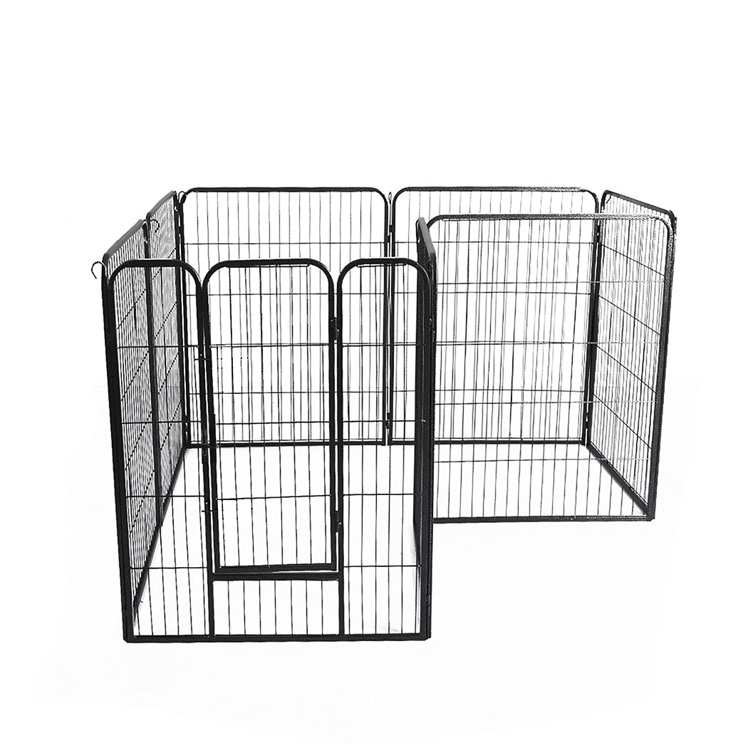 PaWz 8 Panel Pet Dog Playpen Puppy Exercise Black 4kg chicken-1954803024803270657