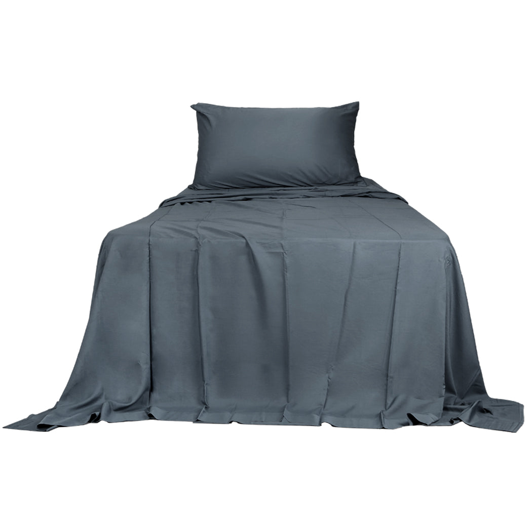 Dreamz 3pcs Sinigle Size 100% Bamboo Bed Sheet Set in Charcoal Colour Single-1954802921380122625