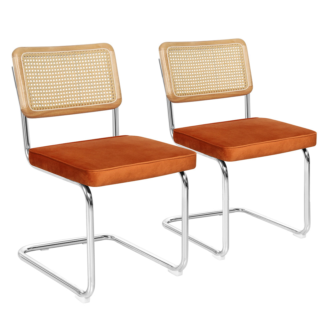 Levede 2xRattan Chair Dining Chairs Orange-1954802995946459137