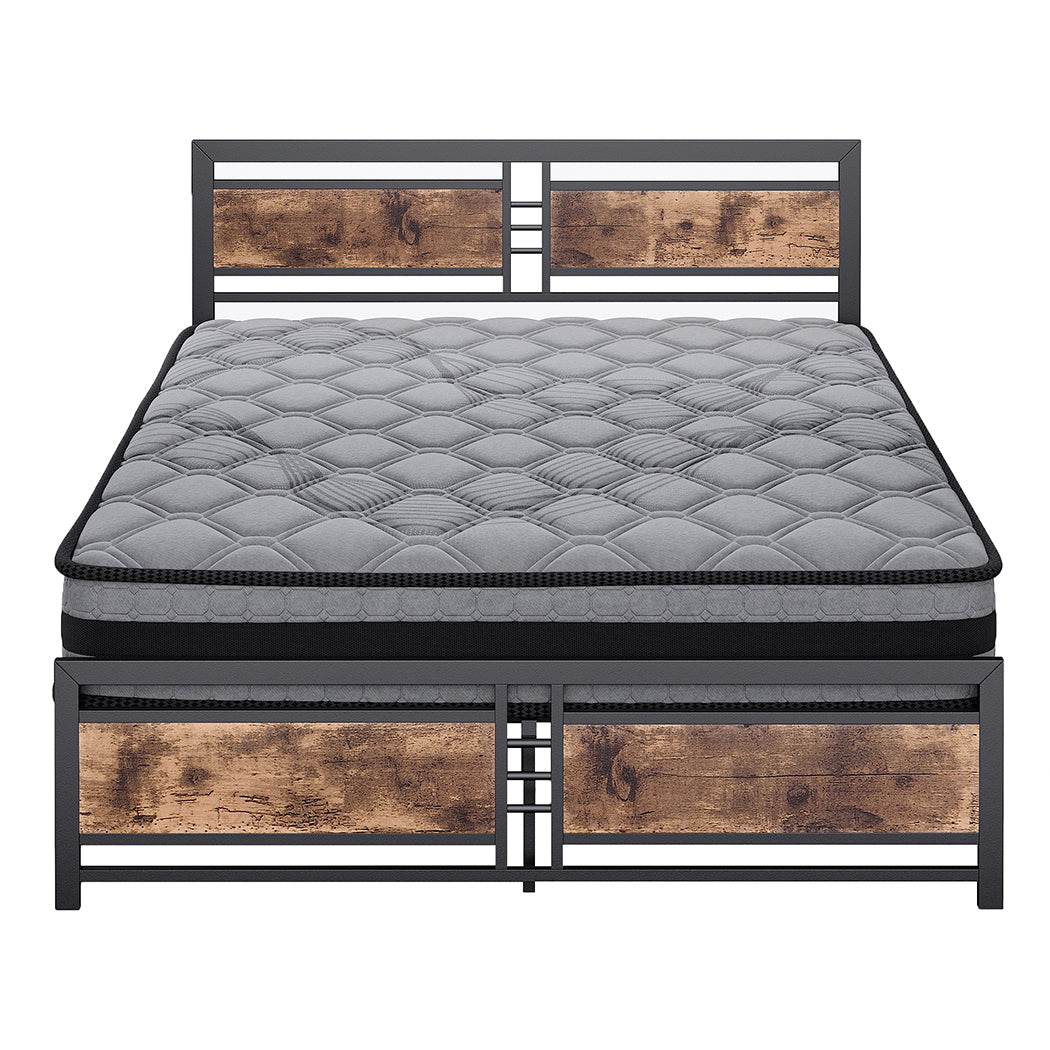 Metal Bed Frame Mattress Base Set Wood King-1919892912750071809
