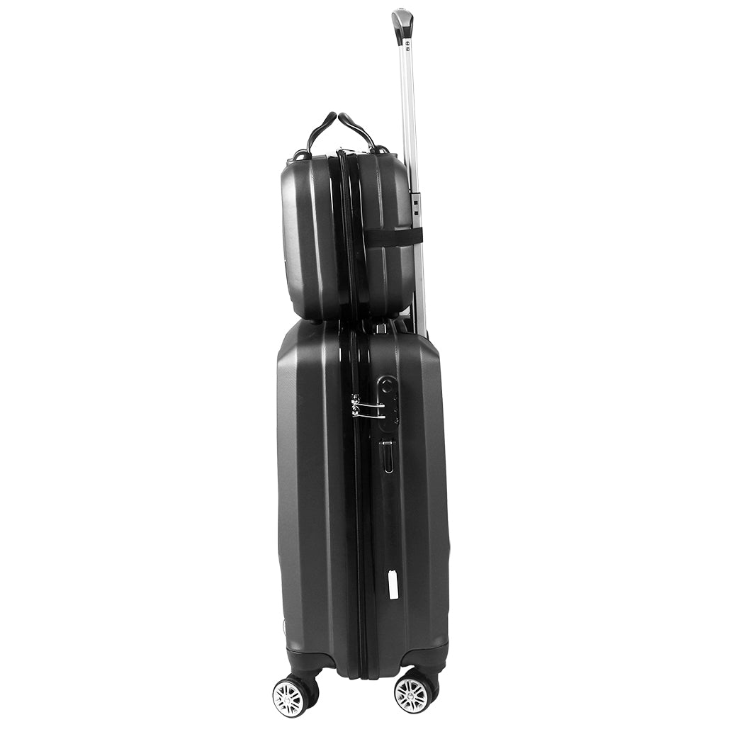 Slimbridge 2pcs 20"Travel Luggage Set Dark Grey-1954802807936782337