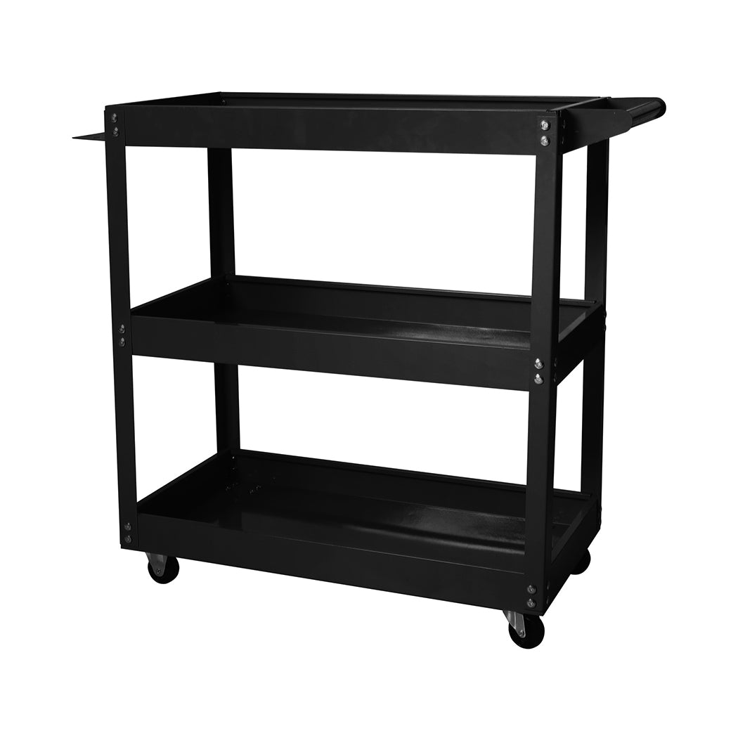 Traderight 3-Tier Tool Cart Trolley Black-1954802742132346881