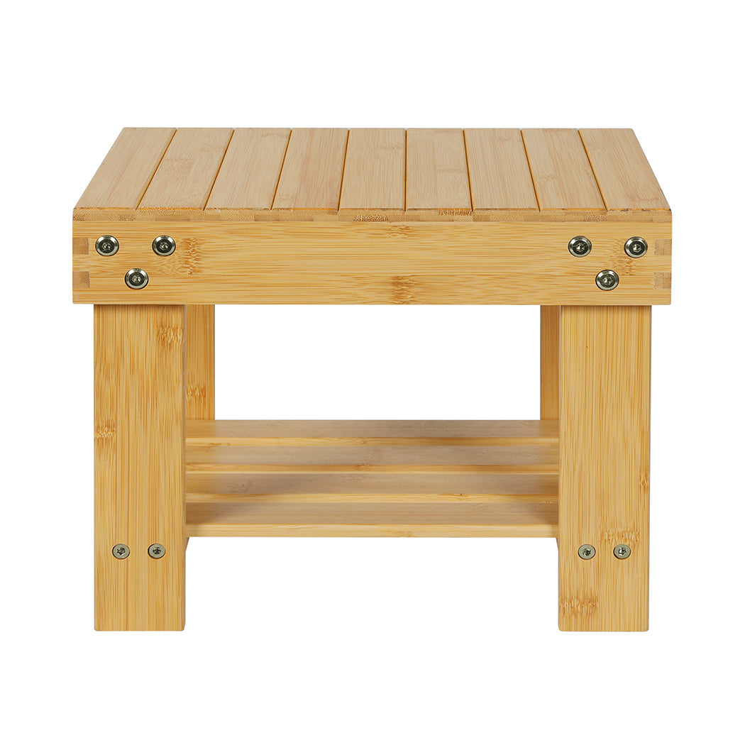 Levede Bamboo Step Stool Non-Slip Foot Storage Chair-1973193592314925057