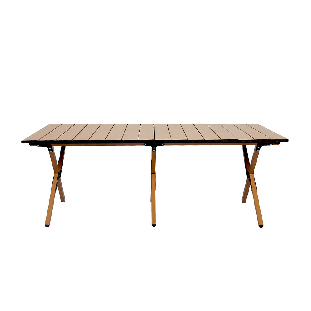 Levede Folding Camping Table Chair Set Oak-1910112918406565888