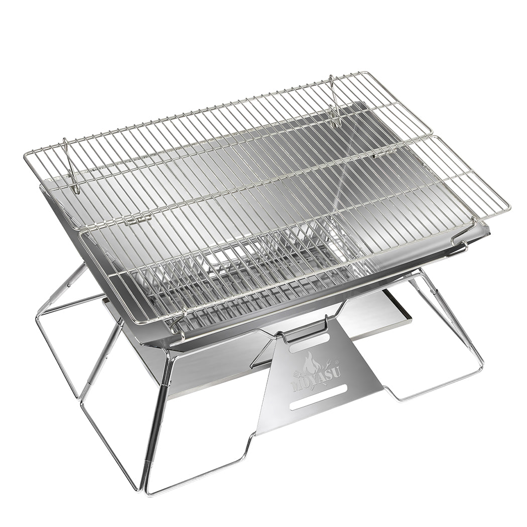 Levede Portable Folding BBQ Charcoal Grill Silver-1954802457573986305