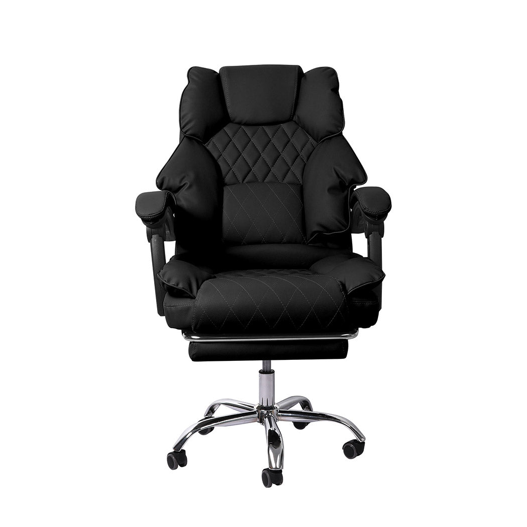 Levede Gaming Chair Office Computer Black Footrest-1910112922382766081