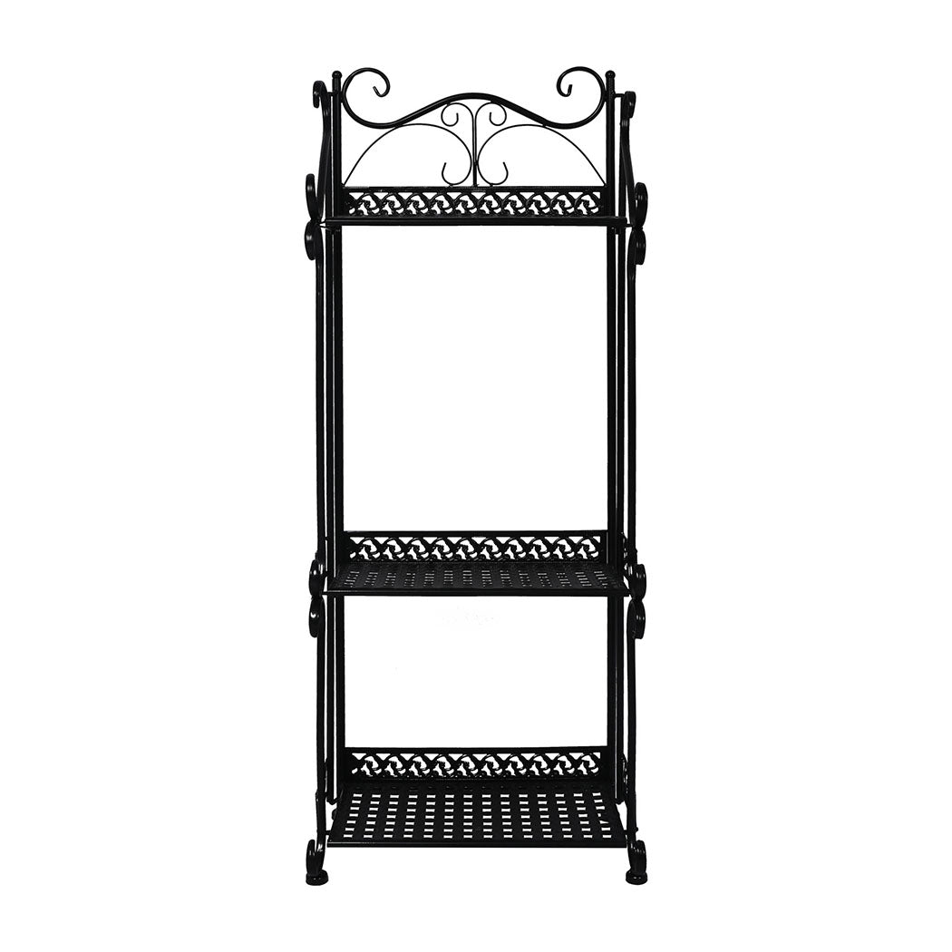 Levede Plant Stand 3 Tiers Outdoor Indoor Black-1910112300539449345
