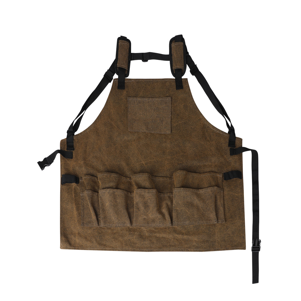 Waxed Canvas Tool Apron Adjustable Workshop-1954802955249127425