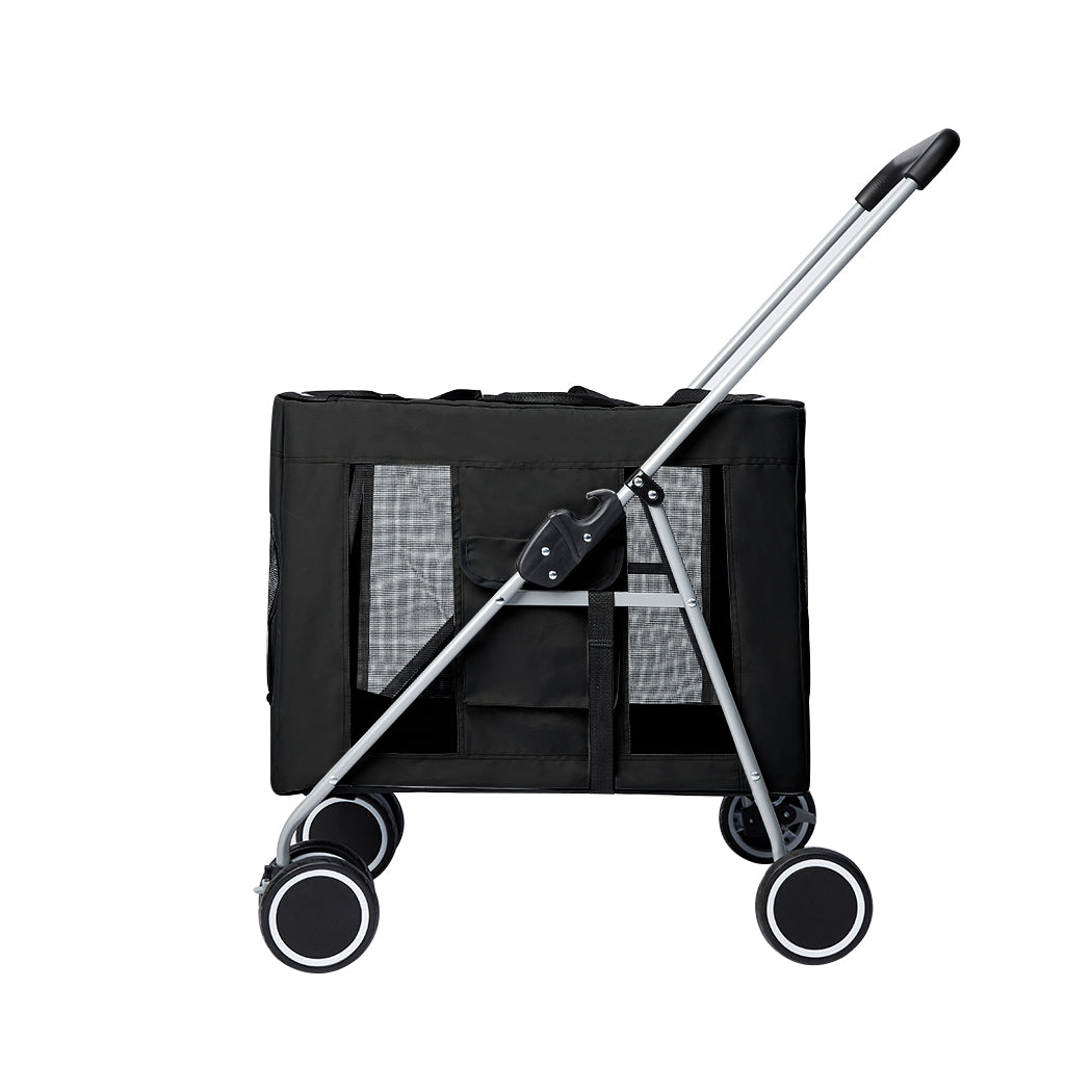 PaWz Pet Stroller Dog Cat Cage Carrier Black-1954802512892661761