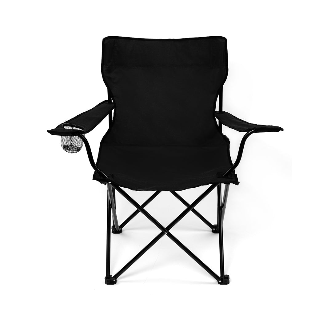 Levede 2Pcs Camping Chairs Folding Arm Black-1954802874940788737
