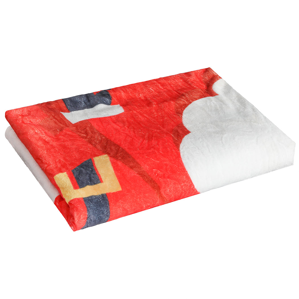 Santaco Throw Blanket Xmas Double Sided Red Single-1910112325688496129
