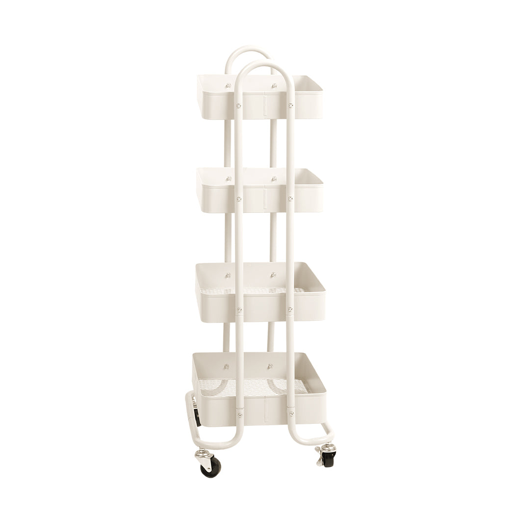 Levede 4 Tiers Kitchen Trolley Cart White-1954802729440382977