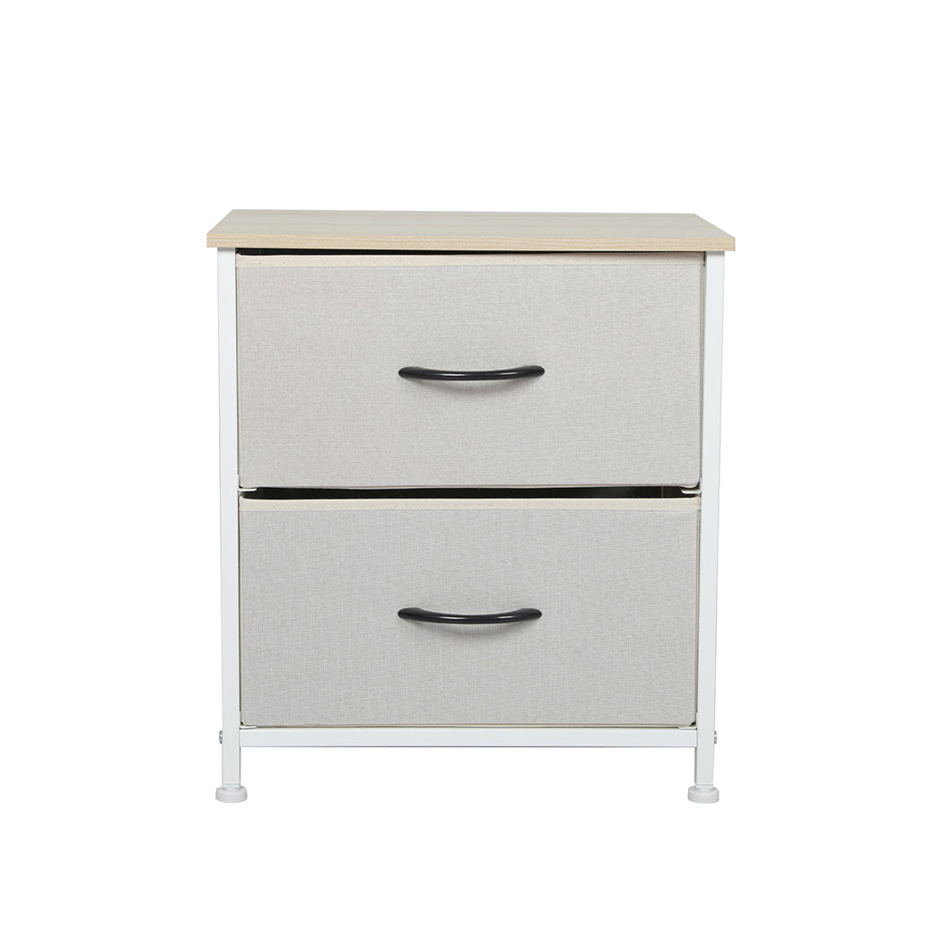 Levede Chest of 2 Drawers Bedside Table Beige-1954802983824920577