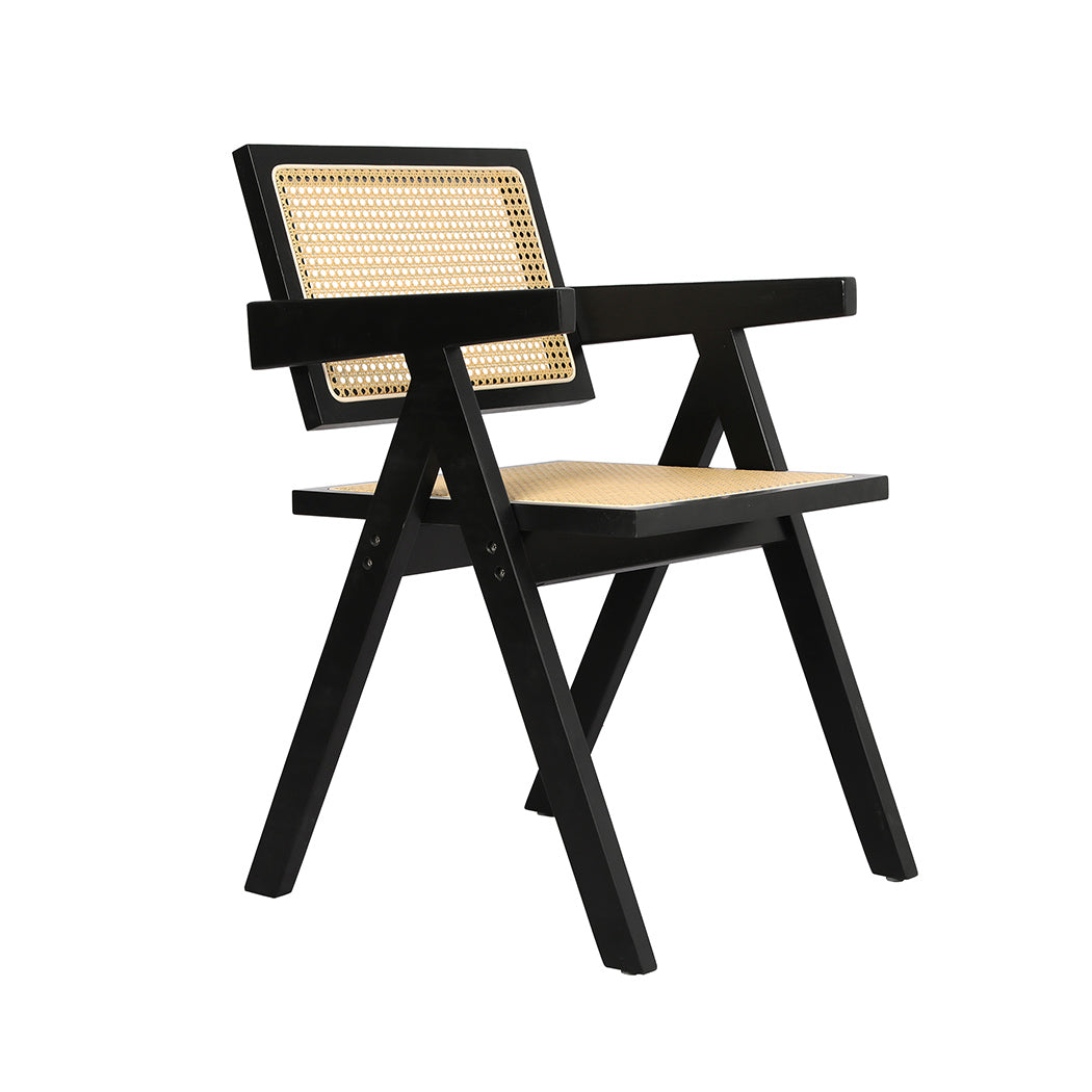Levede 1x Black Wicker Armchair Dining Chair-1910113297844277249