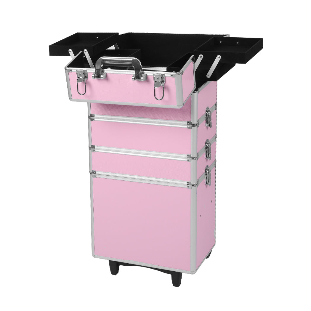 Professional Makeup Trolley Rolling Pink and Silver-1919892938737979393