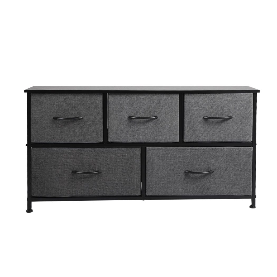Levede Chest of 5 Drawers Storage Cabinet Dark Grey-1954802982419828737