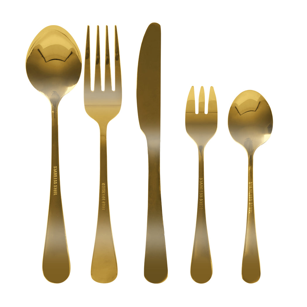 Stainless Steel Cutlery Set Travel Knife Gold-1910113167342702593