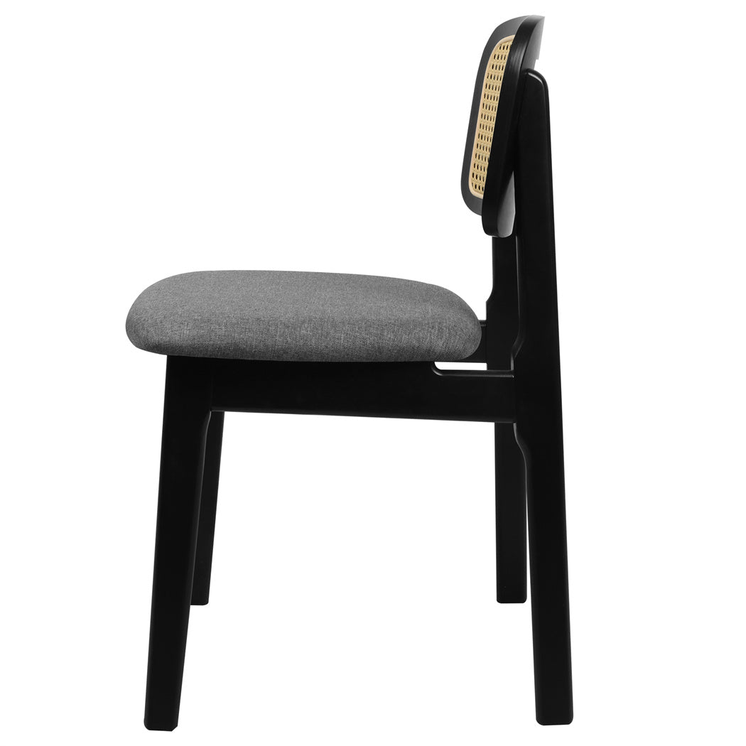 Levede 2x Dining Chair Wood Rattan Armless Black-1954802459050381313
