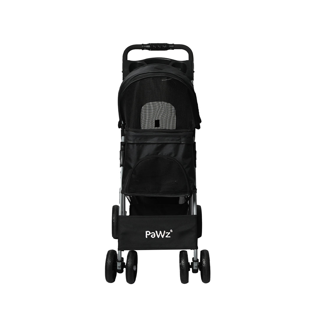 PaWz 4 Wheels Pet Stroller Dog Cat Cage Black-1954802606035570689
