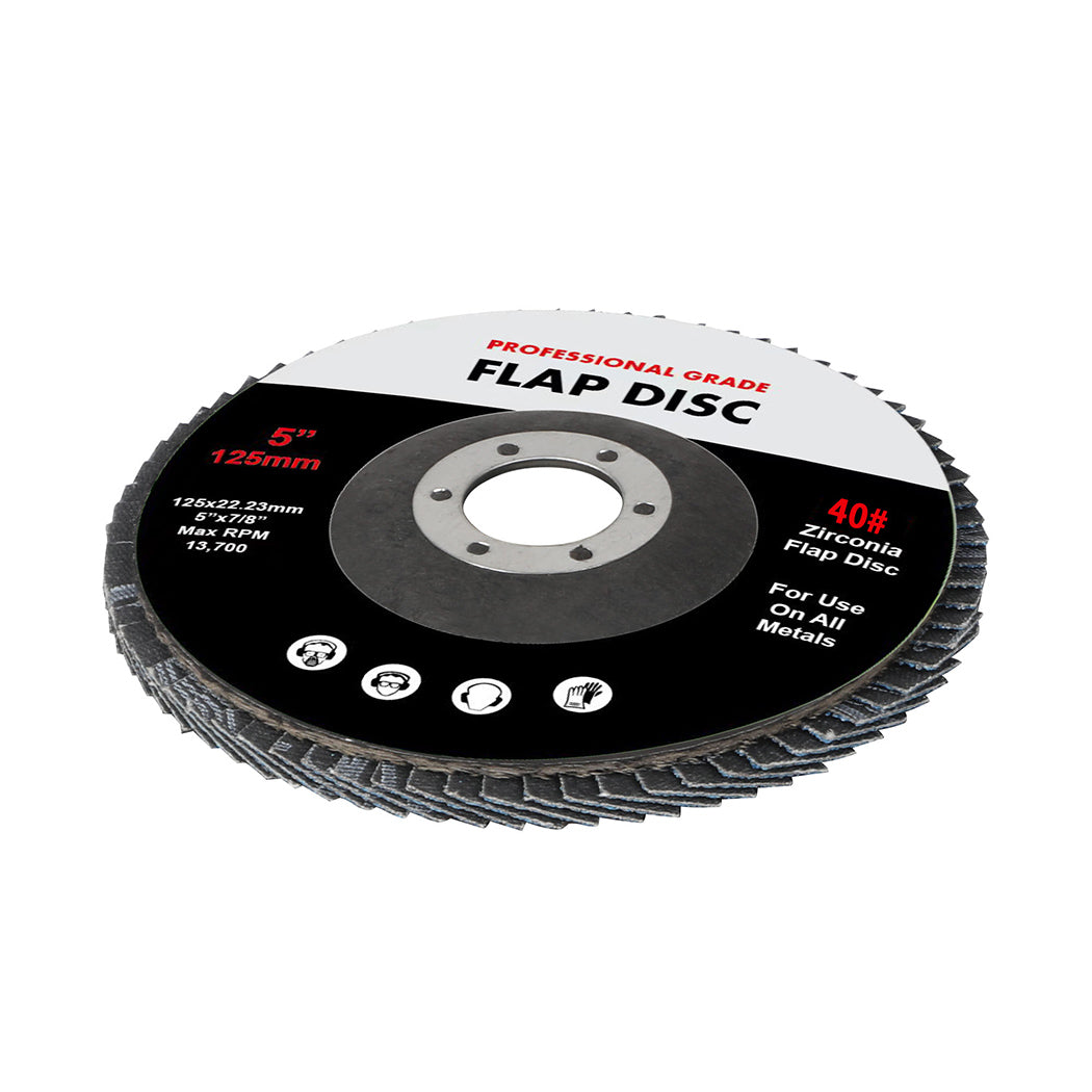 Traderight Flap Discs 125mm 5" Zirconia 1x20mX4 40SQM-1910113106772758529