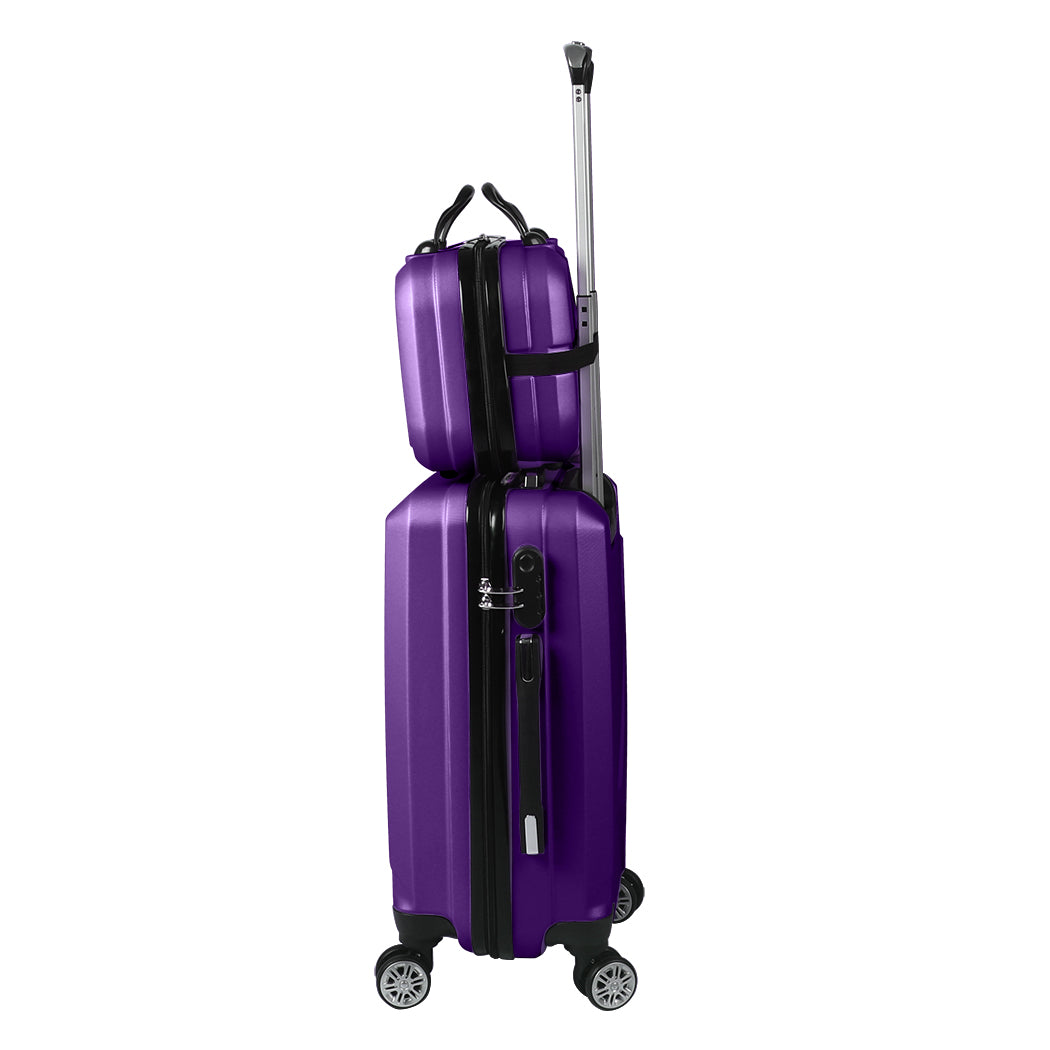 Slimbridge 2pcs 20" Travel Luggage Set Baggage Carry On Suitcase Bag Purple