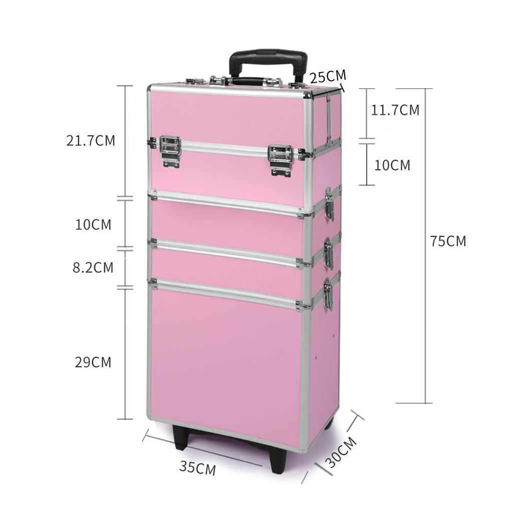 Professional Makeup Trolley Rolling Pink and Silver-1919892938737979394
