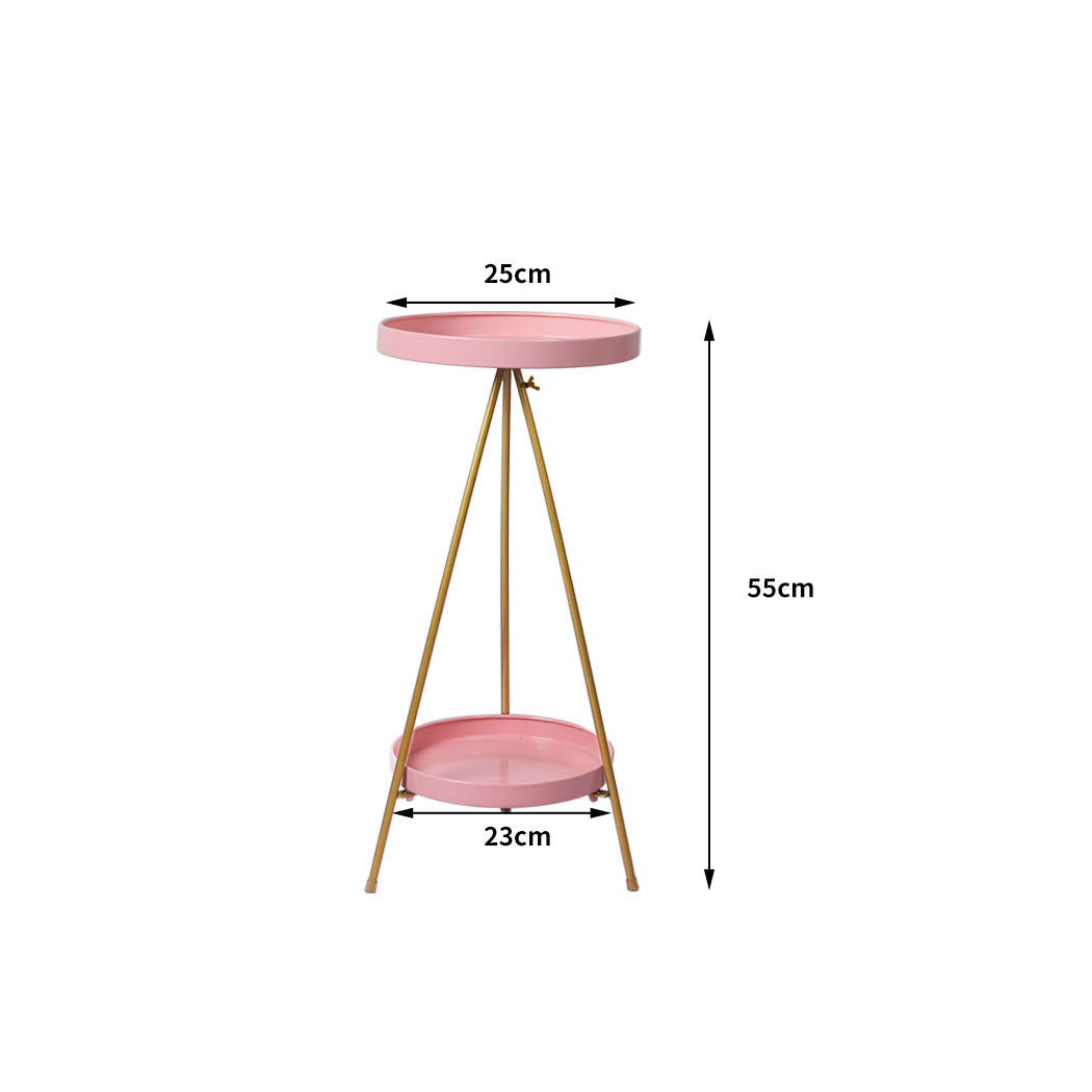 Levede Plant Stand 2 Tiers Outdoor Indoor Pink Gold Medium-1954802669092737026