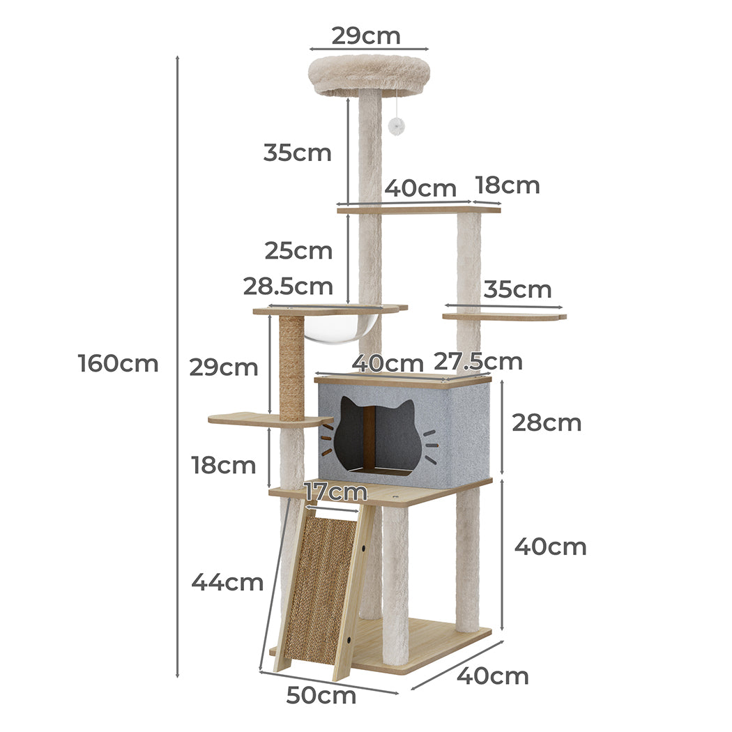 Pawz Cat Tree Tower Large Scratcher Condo House 160cm-1954802480843984898
