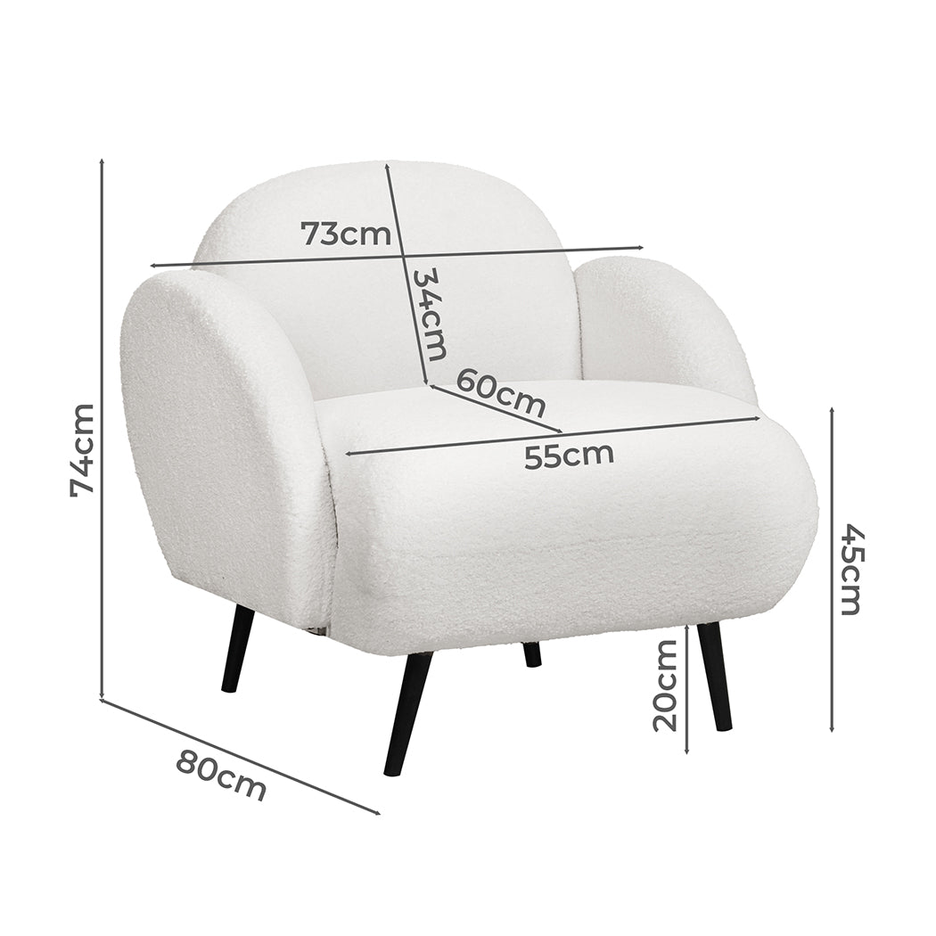 Levede Sofa Chair Fleece Upholstered Single White-1954802386753163266