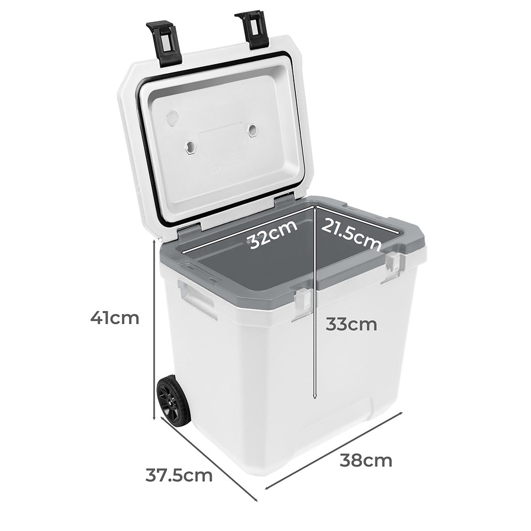 Mountview Cooler Ice Box 27L/43L Portable Chest Trolly For Camping BBQ Picnic-1963748908668686338