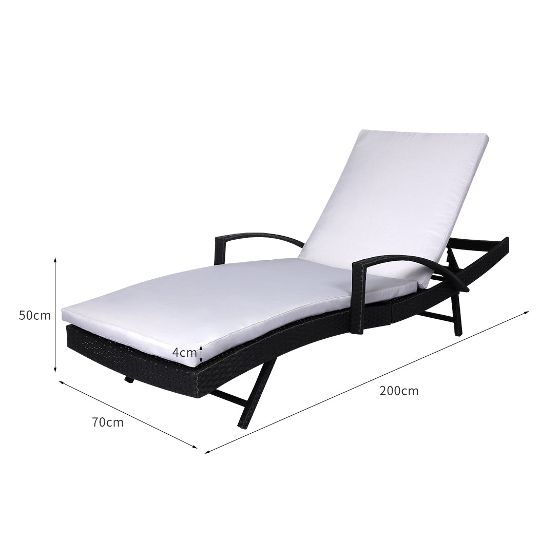 2PCS Levede Sun Lounger Wicker Lounge Grey-1954802878837297154