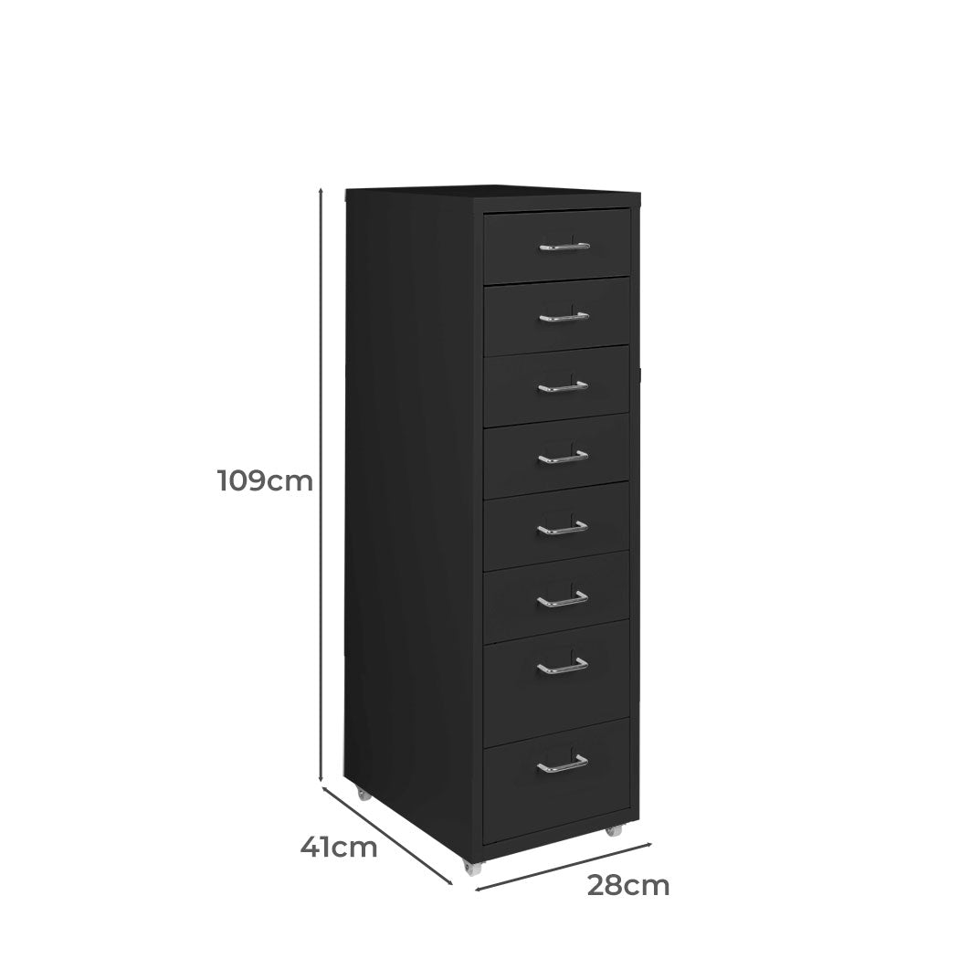 Levede 8 Drawer Office Cabinet Drawers Black-1954802725078306818