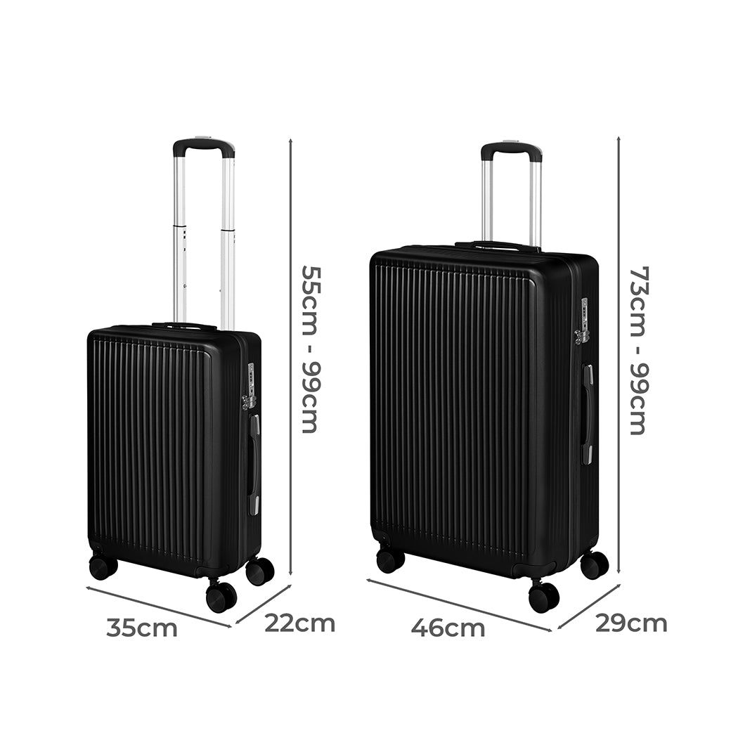 Slimbridge Luggage Suitcase Trolley Black 2pc 20"+28"-1910112844620369922