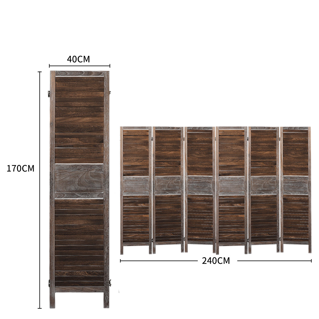 Levede Room Divider 6 Panel Folding Brown-1954802329907761154