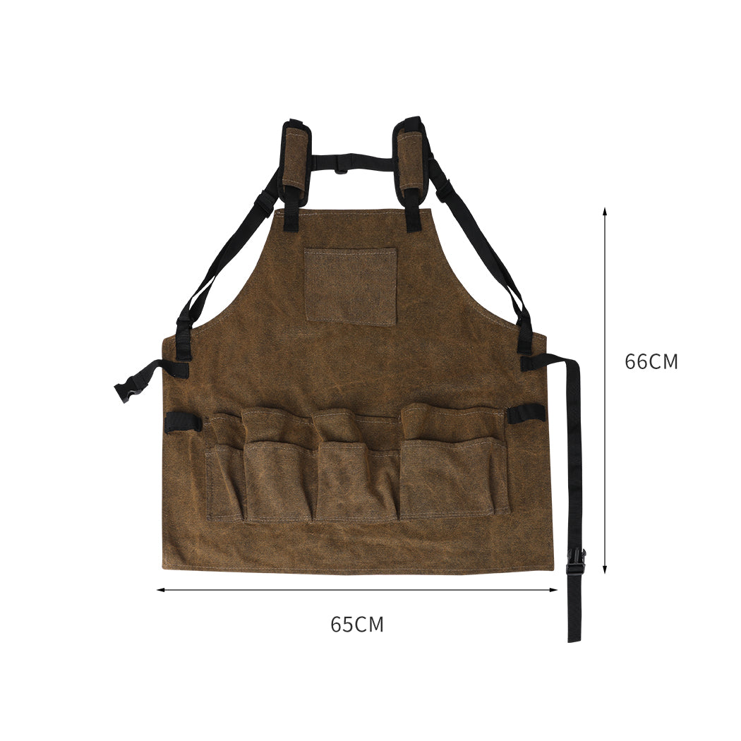 Waxed Canvas Tool Apron Adjustable Workshop-1954802955249127426