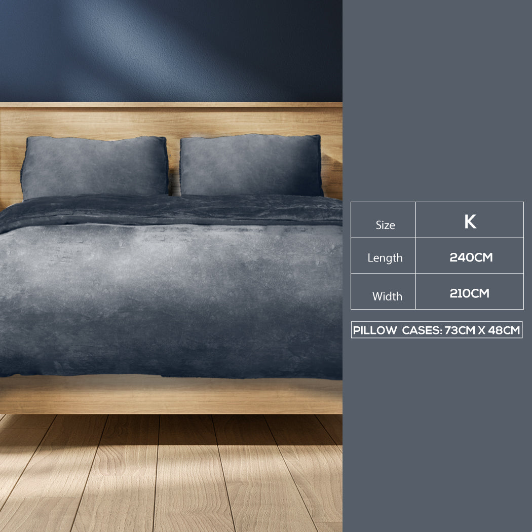 Bed Quilt Cover Bedding set Flannel Dark Grey King-1910113192986677250