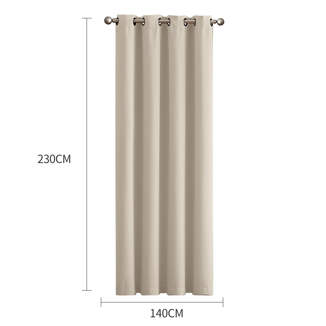 2x Blockout Curtains Panels 3 Layers Beige-1910113267850809346