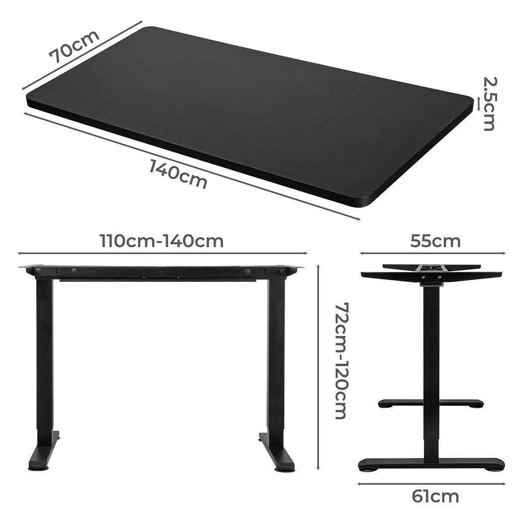 Levede Motorised Standing Desk Adjustable 140cm Black 1000x 1MM-1954803019078045696