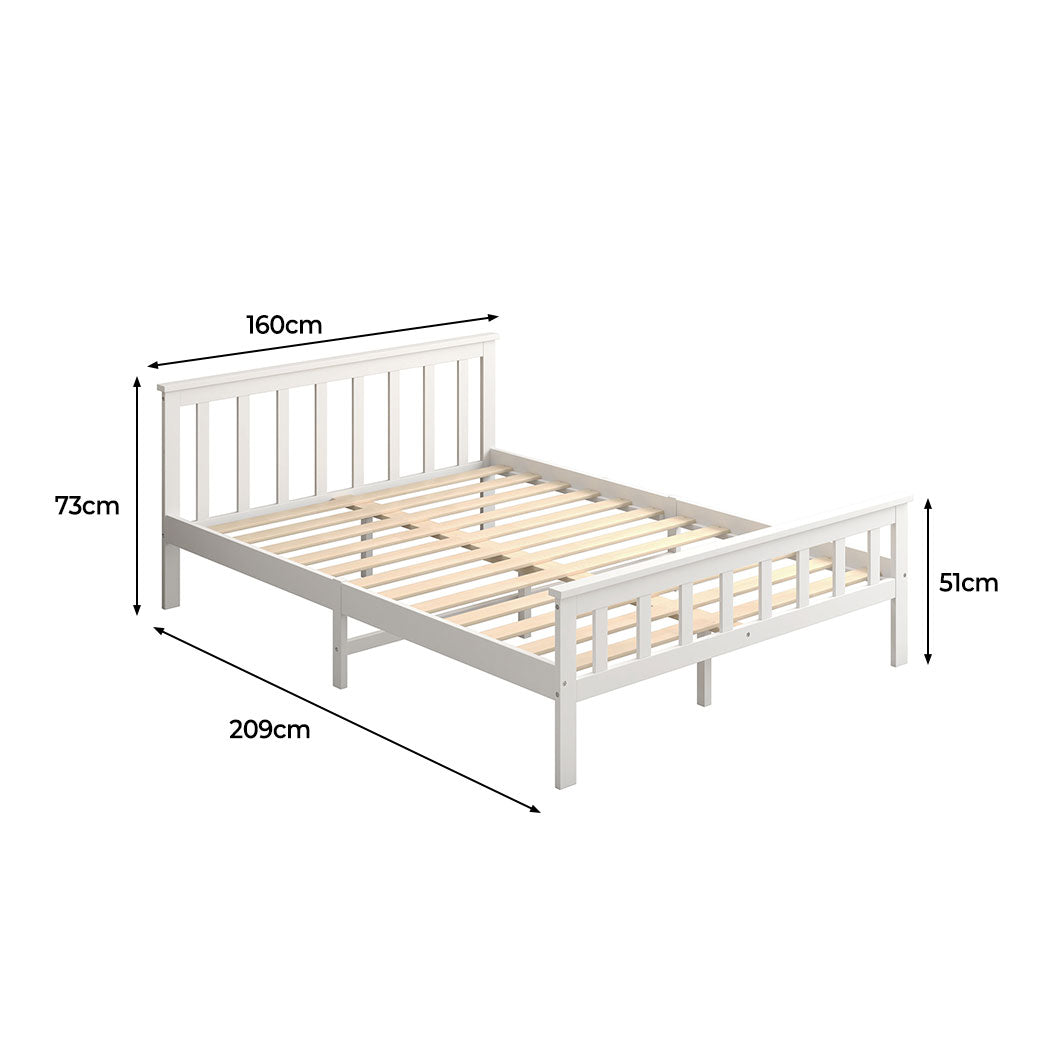 Levede Wooden Bed Frame Queen Size Mattress White-1910113206572027906