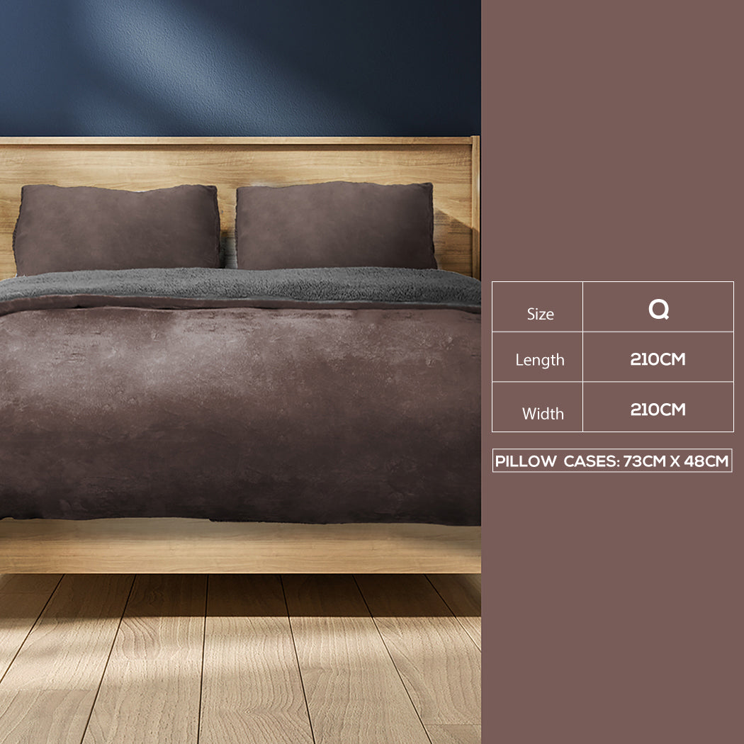 Two-sided Bed Quilt Cover Flannel Bedding Taupe Queen-1910113191942295554