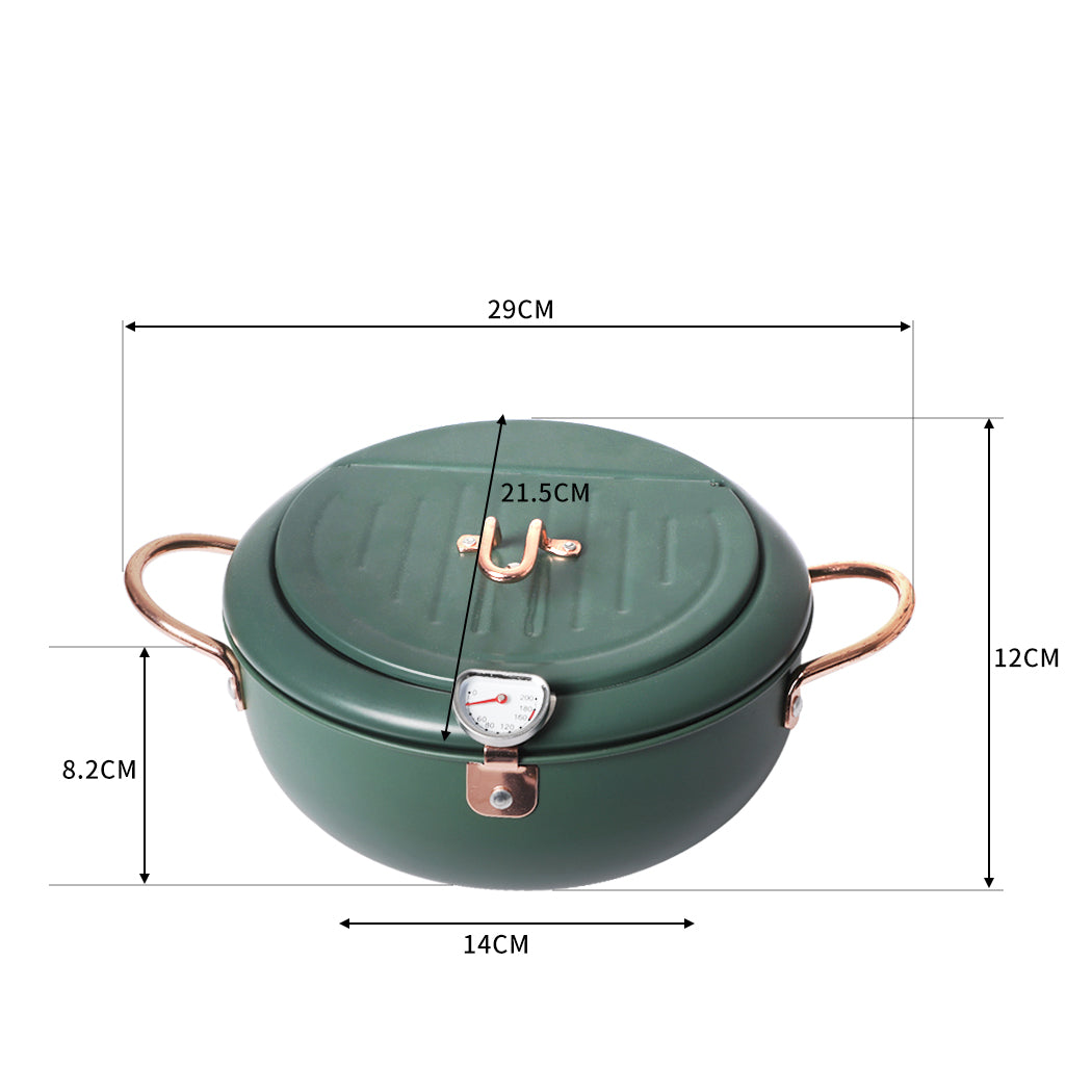 TOQUE Japanese Deep Frying Pot Thermometer Green 20CM-1954802792627572738