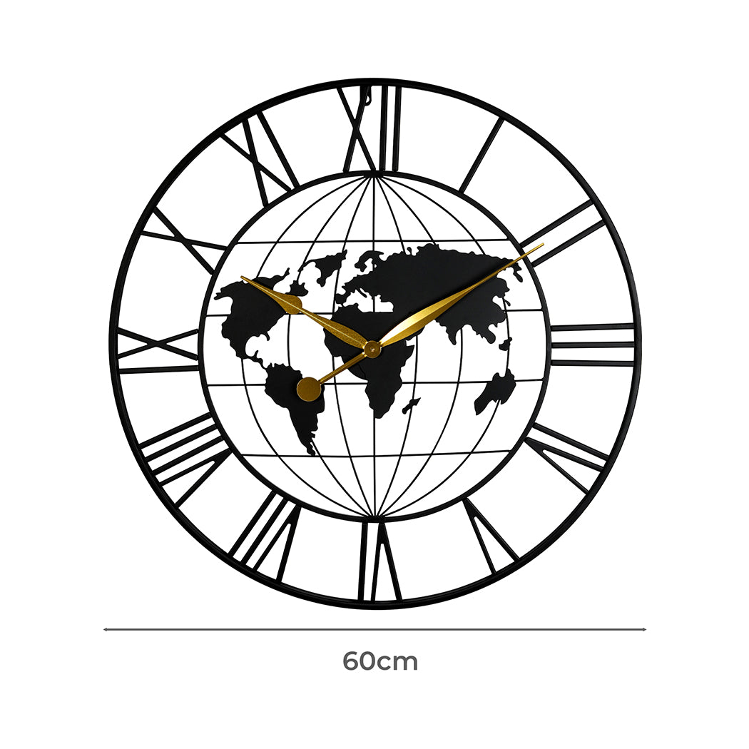 Yezi 60cm Large Wall Clock Roman Numeral Home Black-1954802451580325890