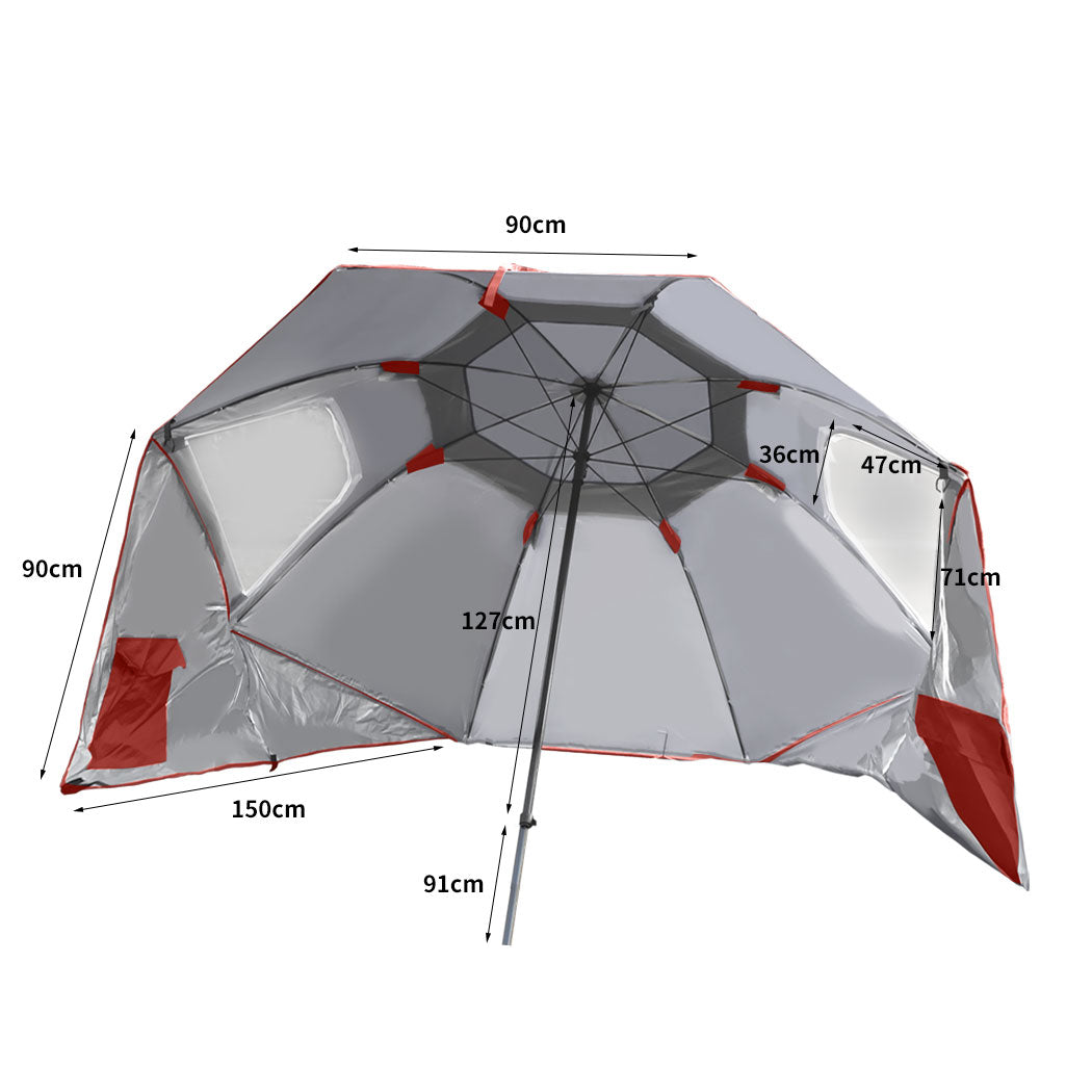 Mountview Beach Umbrella Outdoor Umbrellas Red 2.33M-1954802645621411842