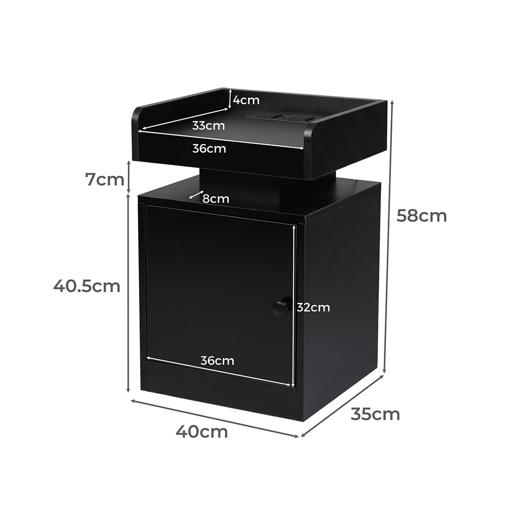 Levede Bedside Table USB Charger Outlet RGB Black-1963748907678830594