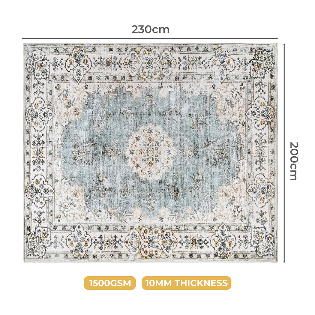 Marlow Floor Rug Short Pile Washable Vintage Carpet Soft Plush Non Slip 200x230-1954802390679031809