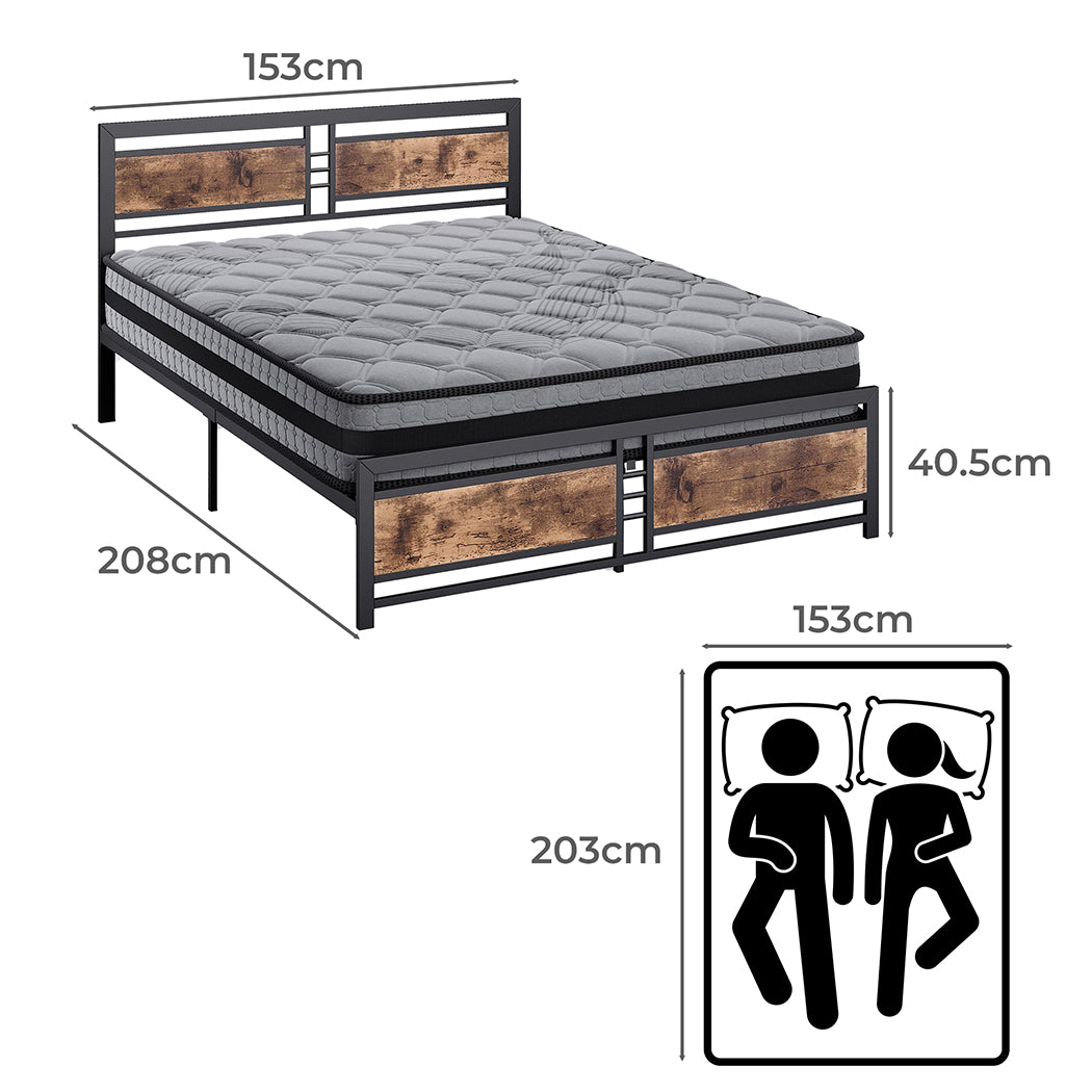 Metal Bed Frame Mattress Base Set Wood Queen-1954802936362176514