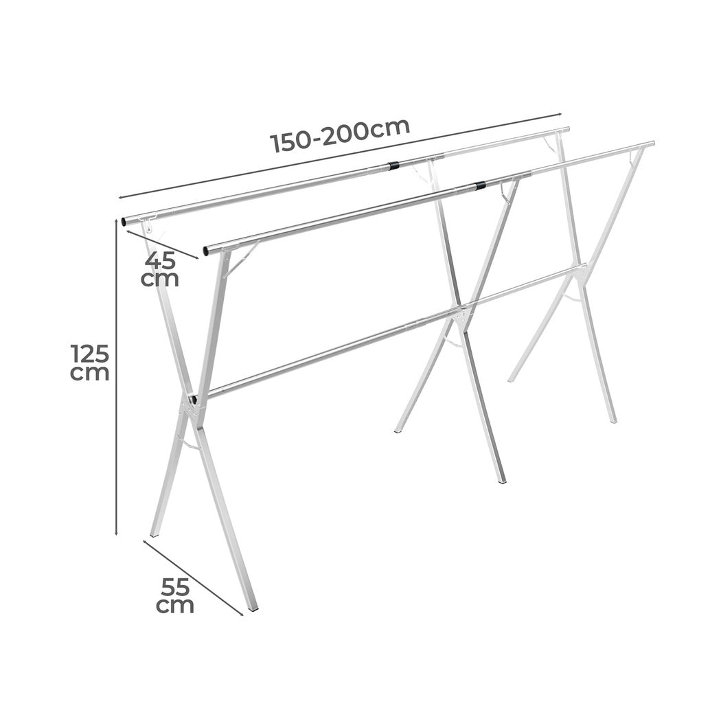 Levede Adjustable Clothes Drying Airer Foldable 150-200cm-1973193572530393090